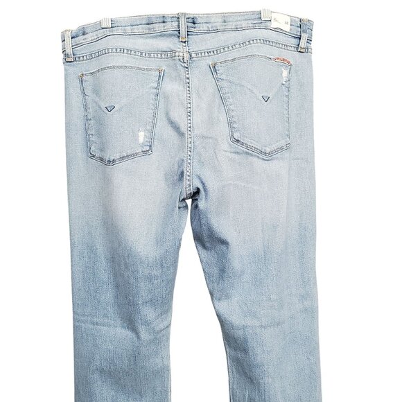 Hudson Womens 32 Jeans Riley Crop Relaxed Straight Distressed Denim Button Fly - Picture 5 of 13